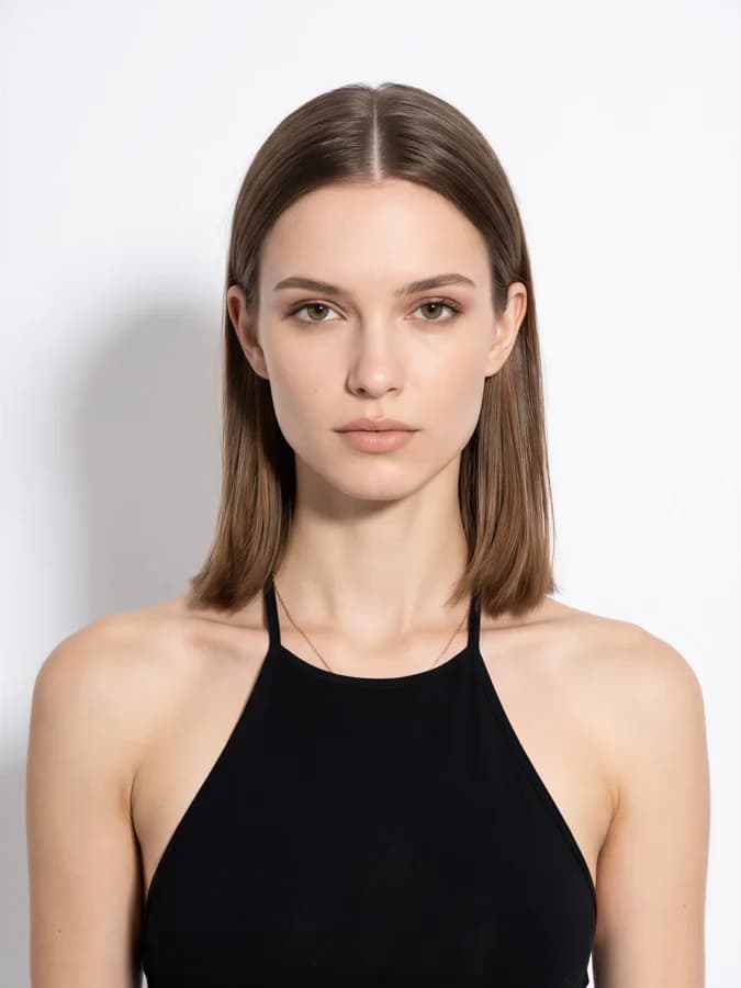 Portrait from Elements: a woman with shoulder-length brown hair