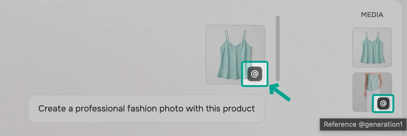 Reference button on an image in Agent media history
