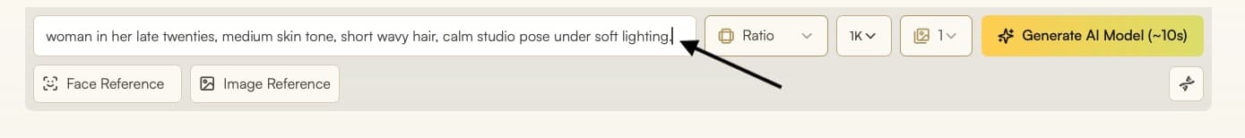 Prompt describing the model with styling and lighting