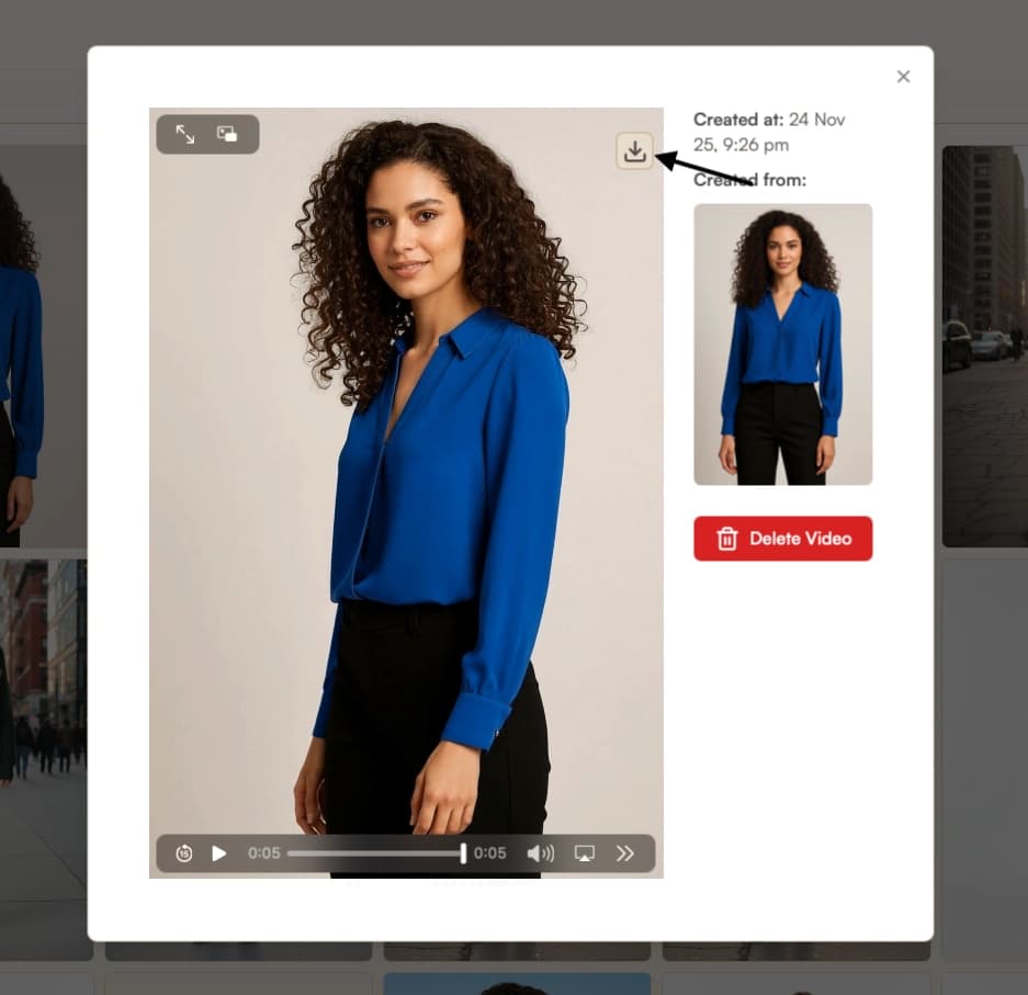 Review the generated video and download